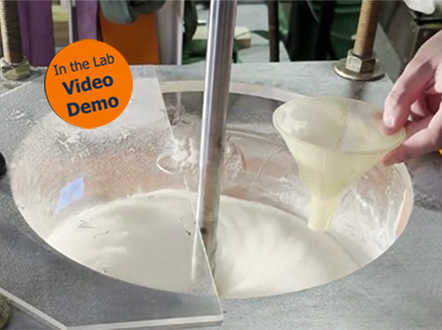 photo of blending solids into high viscosity liquid